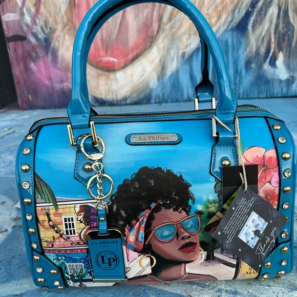 La Philipe purse studs made in Miami new with tag and keychain bag - Picture 12 of 12